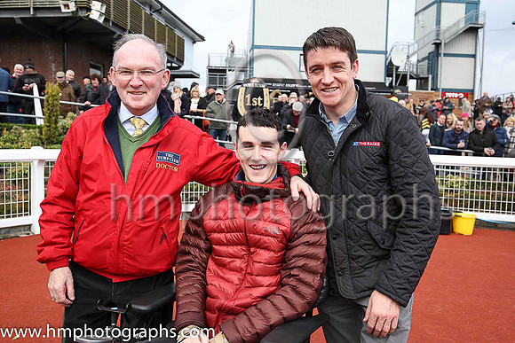 Turf Club Doctor Adrian McGoldrick, Jonjo Bright and Barry Geraghty at Down Royal