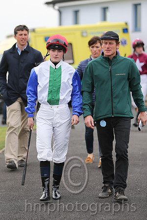 Johnny Murtagh and daughter Caroline on the way to the parade ring at Down Royal.