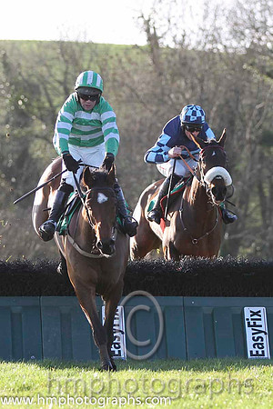 01 Rasco & R M Moran - winners (4, emerald green and white hoops) & 02 Royal Captain & D N Russell - 2nd (5, dark blue, light blue hoop) - FT8E1157-39