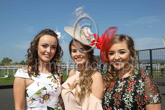 Oriaith Robinson, Eimear O'Kane and Eadaion McCorry from Armagh at Down Royal on May Day 2017