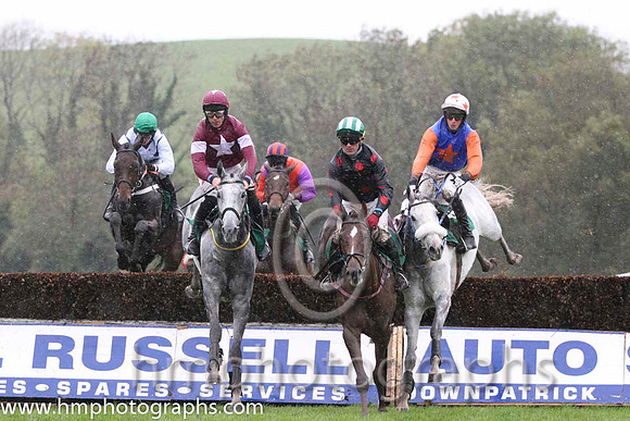 01 Ipsos Du Berlais & D N Russell - winner (3, maroon, white star) , 05 Barake Boy & J L Cullen - 5th (1, black, red spots) & 02 Ocean Bright & C D Maxwell - 2nd (9, royal blue, orange star) - FT8E904