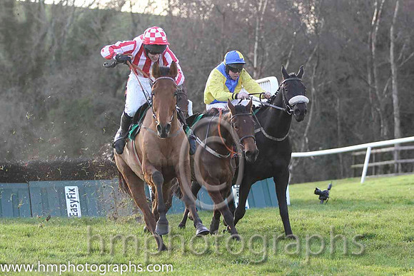 01 Allez Vic & B Hayes - winners (3, red and white stripes ) & 02 Redclue & A E Lynch - 2nd (10, royal blue & yellow diabolo) - FT8E1286-29