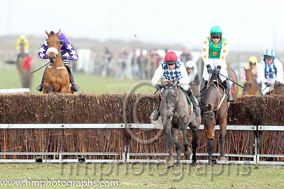 03rd Shanroe Street ( 15 )  J C Barry - Trainer: Karl Thornton - maroon, white star , 01st Fagan ( 1 )  Derek O'Connor - Trainer: I R Ferguson - navy and white diamonds and 02nd A Bold Move ( 3 )  R J