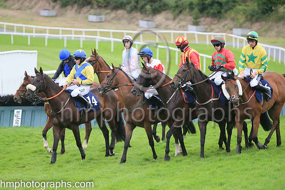 At the start for Race 6 - The Silk Plaster NI Handicap Hurdle at The Family Fun Raceday at Downpatrick Race Course on Wednesday 13th July 2022.