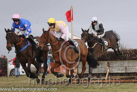 08th PU Hopefordebest ( 6 )  B O'Neill - Trainer: Colin Bowe - blue, gold star , 06th Infantry Soldier ( 12 )  P D Collins - Trainer: Warren Ewing - yellow and pink check and 05th Ballyvaughn ( 8 )  J
