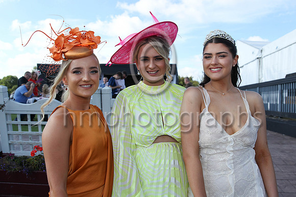 Clara Cultra, Olivia Mooney from Downpatrick and Keira Gordon from Kilclief at the Downpatrick Racecourse Ladies Day on Monday