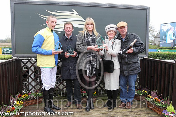 Mark Walsh, Colin Bowe - trainer, Miss Maria Kavanagh - owner, Mrs P Sloan - WKD and Harry Kavanagh