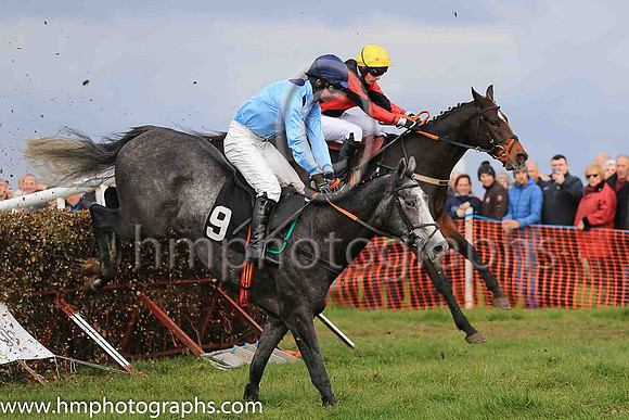 01st RAMORE WILL and N McParlan ( 9 , LIGHT BLUE,navy large spots; light blue sleeves; navy cap ) Trainer: I. R. Ferguson,, Owner : William Porter