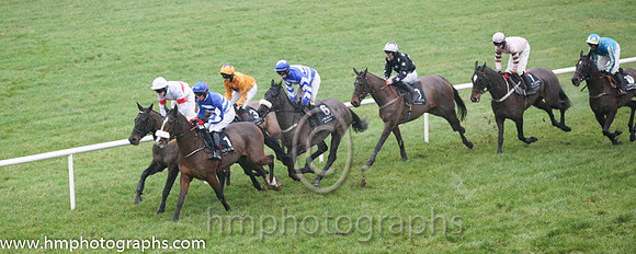 08 Sandusky and John Winston - - 08th (1 ,royal blue and white hoops ) Trainer - Gordon Elliott