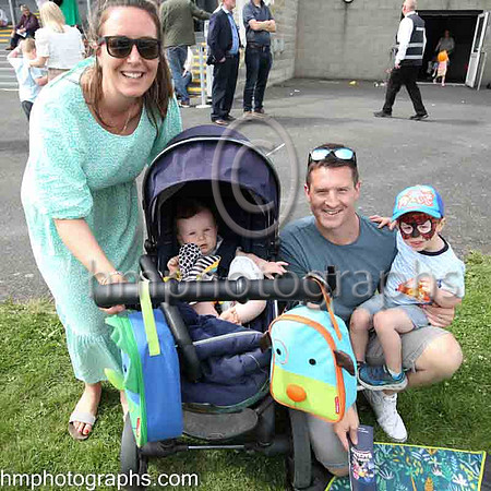 The Kingham family from Dromore - Lauren, baby Hugo, Alastair and Harry at The Family Fun Raceday at Downpatrick Race Course on Wednesday 13th July 2022.