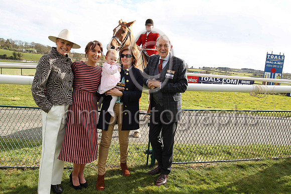 Laura Toal (second left) and 13th month old baby Faye and friends at Downatrick Racecourse