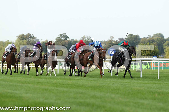 01 Bow Creek and J Fanning - - 01st (6 ,dark green, red cap ) Trainer - M Johnson