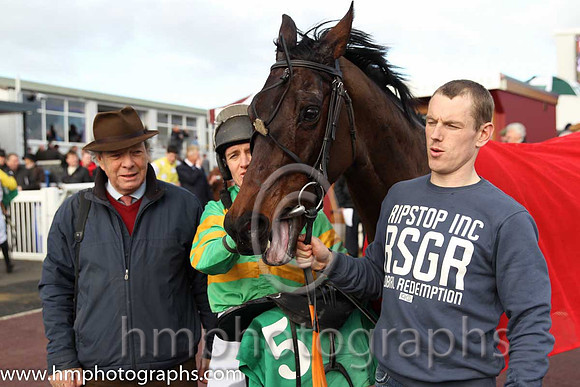 Race 3 1st - Jumptoconclusions (IRE) (5 ) Jockey: B J Geraghty - Trainer: E J O'Grady - green and orange hoops