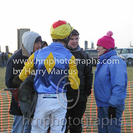 Derek O'Connor debriefs Robert , Ross and Edith Crawford father, brother and mother of Stuart Crawford trainer of Muirhead winner of Race 4 at Tyrella