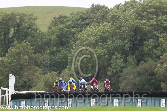 Approaching the last at Downpatrick first time around