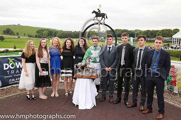 Family of the late Dr E F Logan OBE and winning jockey Donagh Meyler in aht eparade ring at Downpatrick Racecourse after Dr E F Logan OBE Memorial Handicap Steeplechase.