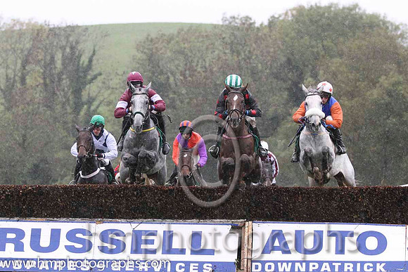 01 Ipsos Du Berlais & D N Russell - winner (3, maroon, white star) , 05 Barake Boy & J L Cullen - 5th (1, black, red spots) & 02 Ocean Bright & C D Maxwell - 2nd (9, royal blue, orange star) - FT8E903