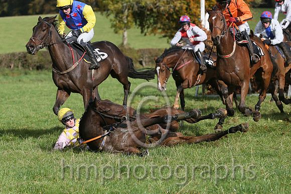 Reigning Supreme and M J O'Hare ( 7 , PINK  YELLOW CHECK; pink sleeves; yellow cap ) Trainer: Warren Ewing,, Owner : Warren Ewing