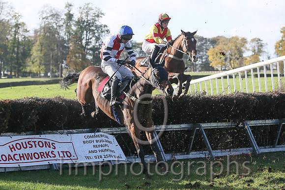 01st Marito (Ger) and N Mcparlan ( 8 , WHITE  RED QTD; white,black hooped sleeves; royal blue cap ) Trainer: C.A. McBratney,, Owner : James Marley  Samuel Downey