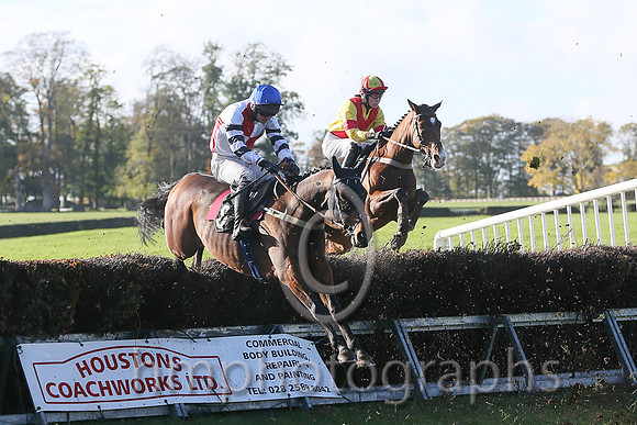01st Marito (Ger) and N Mcparlan ( 8 , WHITE  RED QTD; white,black hooped sleeves; royal blue cap ) Trainer: C.A. McBratney,, Owner : James Marley  Samuel Downey