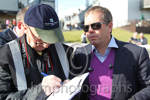 Ron McKnight getting the story of the race