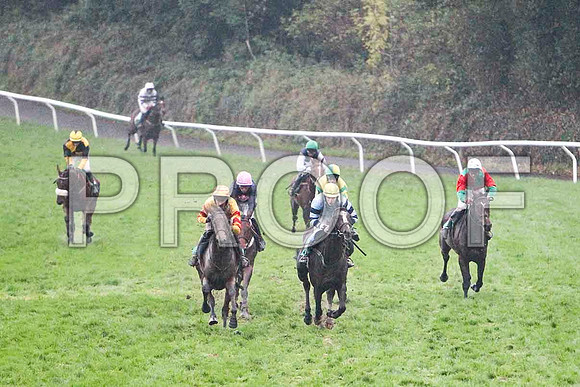 Shane Rock , 2nd - Jockey Andrew J McNamara & Call Box , Winner - Jockey Mr B G Crawford in the lead - FT8E5499-e